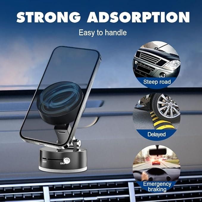 Vacuum Magnetic Suction Phone Holder | 360Β° Rotating Strong Grip Car Mount