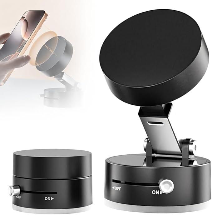 Vacuum Magnetic Suction Phone Holder | 360Β° Rotating Strong Grip Car Mount